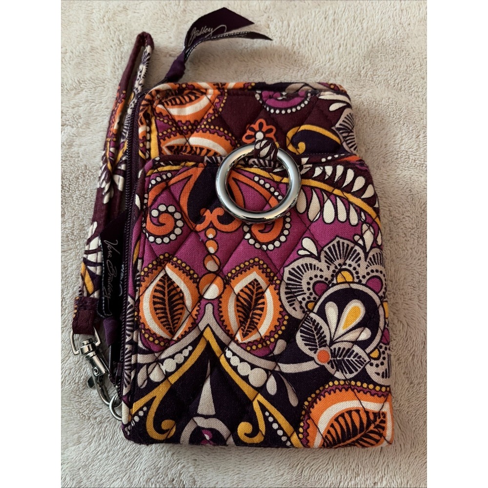 Vera Bradley Safari Sunset Double  ID Wristlet Wallet  Zip Clutch